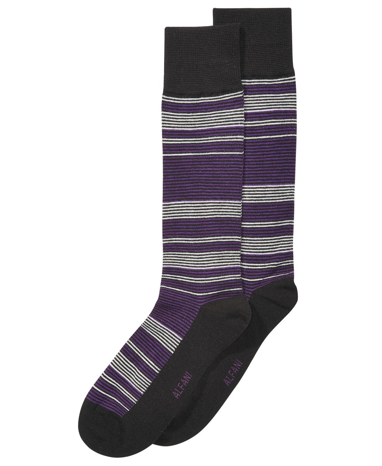Alfatech By Horizon Striped Dress Socks Purple Black