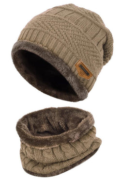 All-Match Tan Ultra-Soft 2Pc Fleece-Lined Beanie/Neck Warmer thumbnail 2