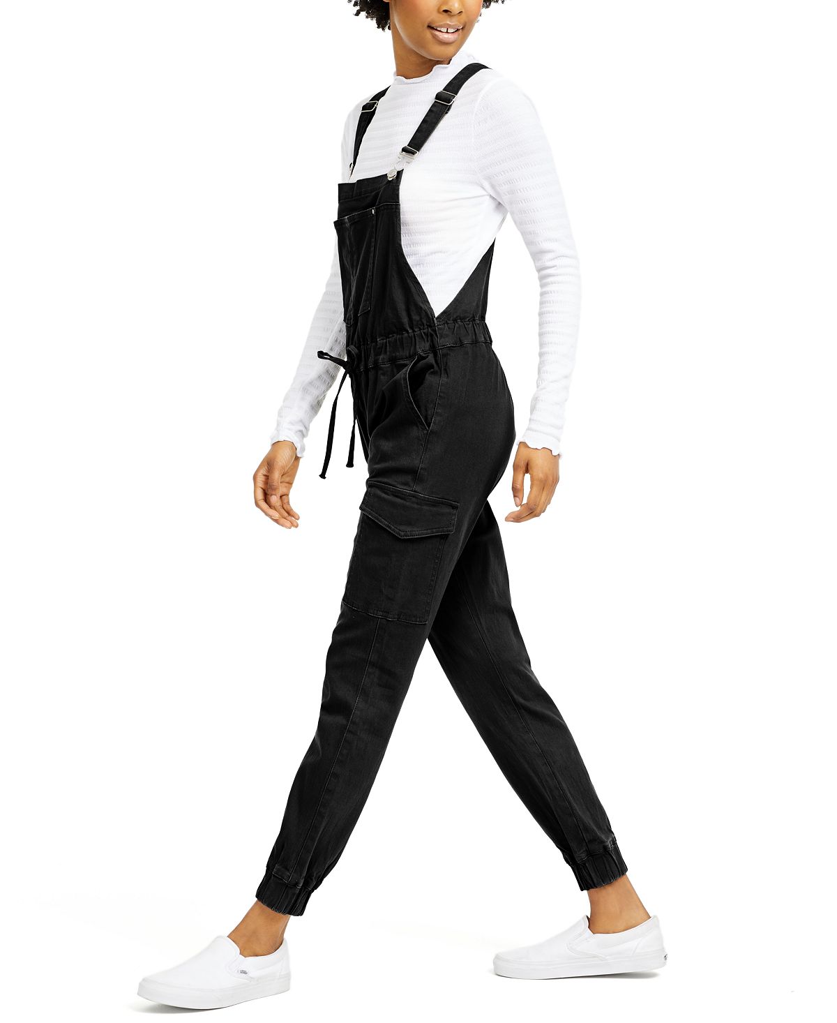 Almost Famous Juniors' Jogger Overalls Black