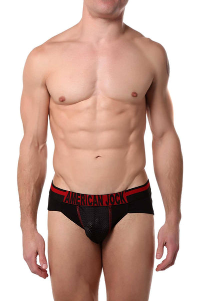 American Jock Black/Red Athletic Hi-Cut Brief