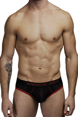 American Jock Black/Red Athletic Mesh Jock Brief thumbnail 2