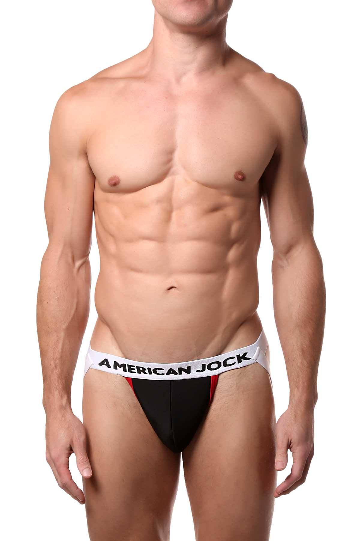 American Jock Black/Red Padded-Front Sculpt Jock
