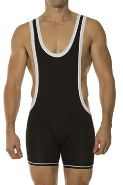 American Jock Black Zephyr Mesh Wrestling Singlet thumbnail 1