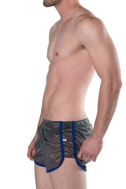 American Jock Grey/Royal Featherweight Sheer Mesh Track Short thumbnail 2
