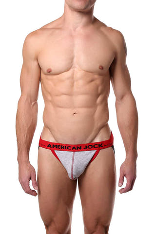 American Jock Heather-Grey/Red Varsity Jockstrap