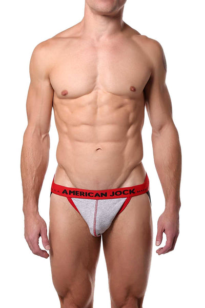 American Jock Heather-Grey/Red Varsity Jockstrap