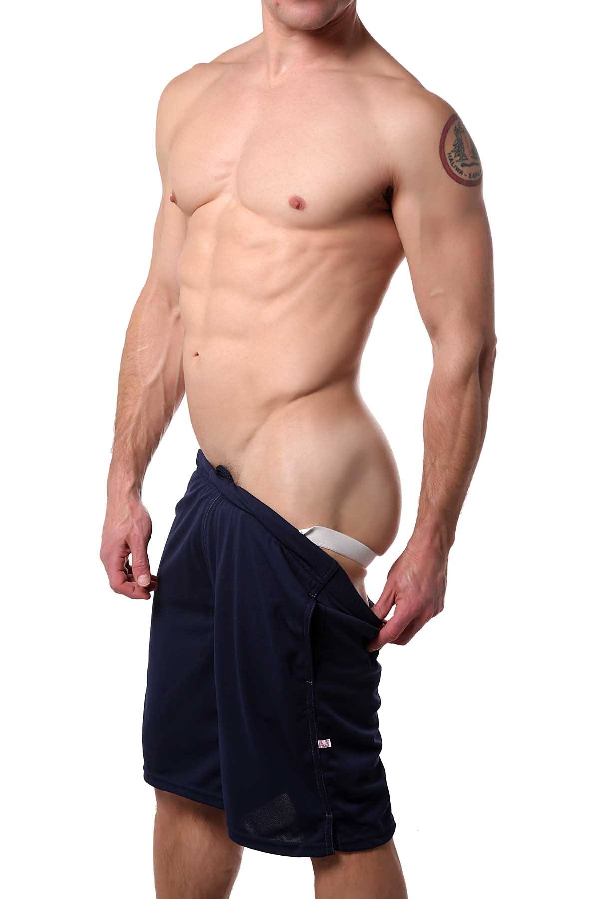 American Jock Navy 17-In Workout Short w/Built-In Jockstrap