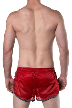 American Jock Red/Grey Featherweight Sheer Mesh Track Short thumbnail 3