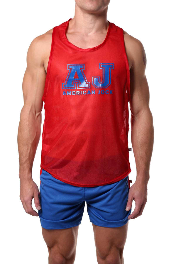 American Jock Red Sprint Javalin Tank Top
