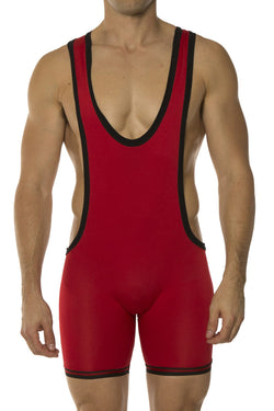 American Jock Red Zephyr Mesh Wrestling Singlet thumbnail 1