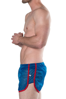 American Jock Royal/Red Featherweight Sheer Mesh Track Short thumbnail 2