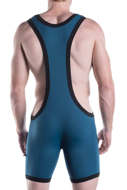 American Jock Teal Zephyr Mesh Wrestling Singlet thumbnail 3