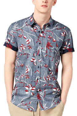 American Rag Basic Navy Floral Americana Shirt thumbnail 1