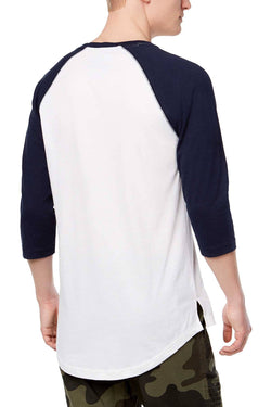 American Rag Basic Navy/White Raglan Sleeve T-Shirt thumbnail 2