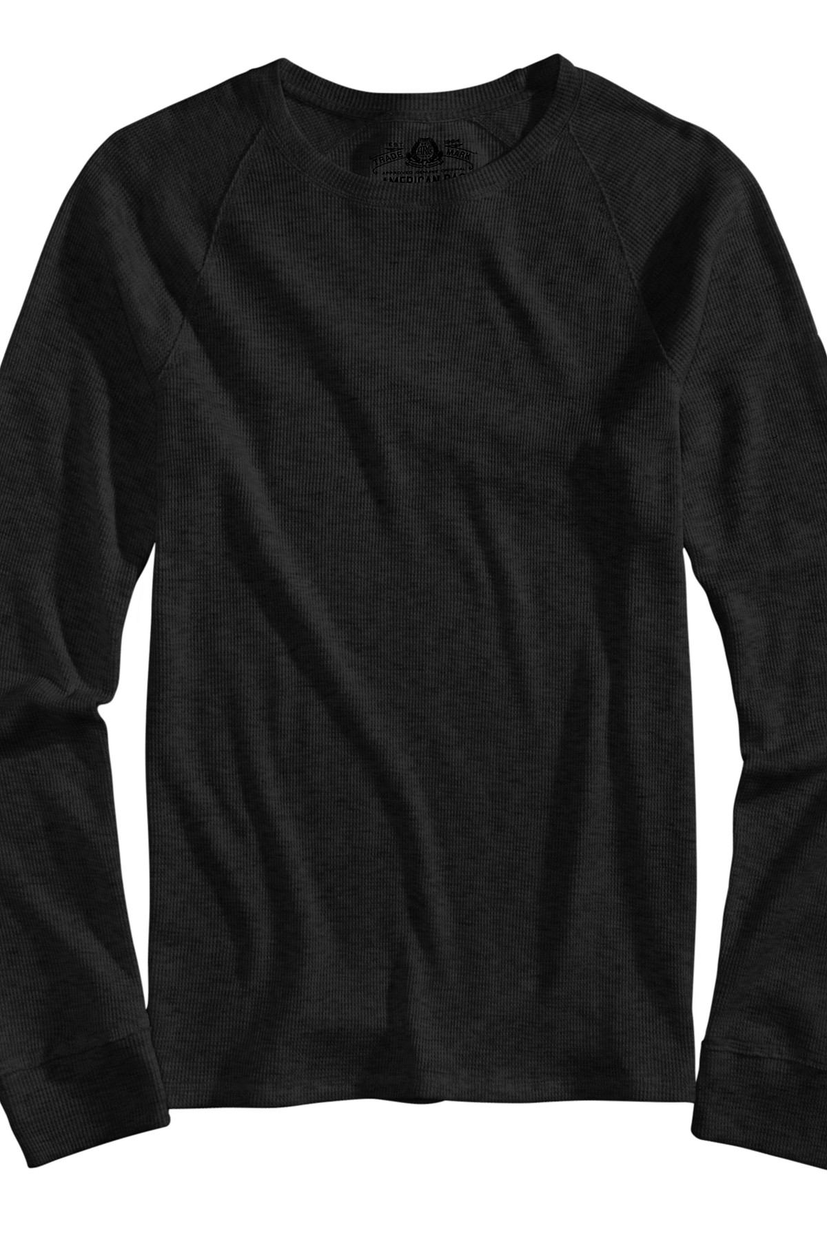 American Rag Black Thermal-Knit Raglan-Sleeve T-Shirt