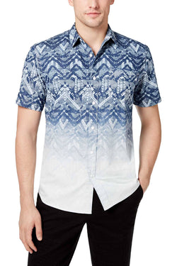 American Rag Blue Wash Geo-Print Ombre Shirt thumbnail 1