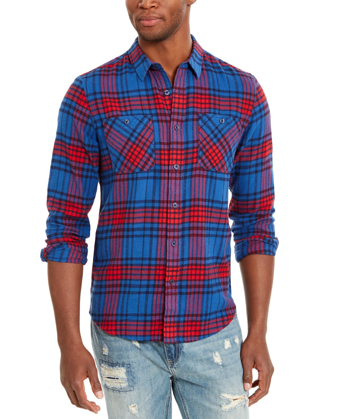American Rag Brady Plaid Shirt Blue Field
