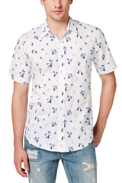 American Rag Bright White Monkey Party Graphic Print Shirt thumbnail 1