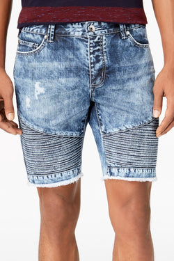 American Rag Cloud Wash Ripped Moto Denim Short thumbnail 1
