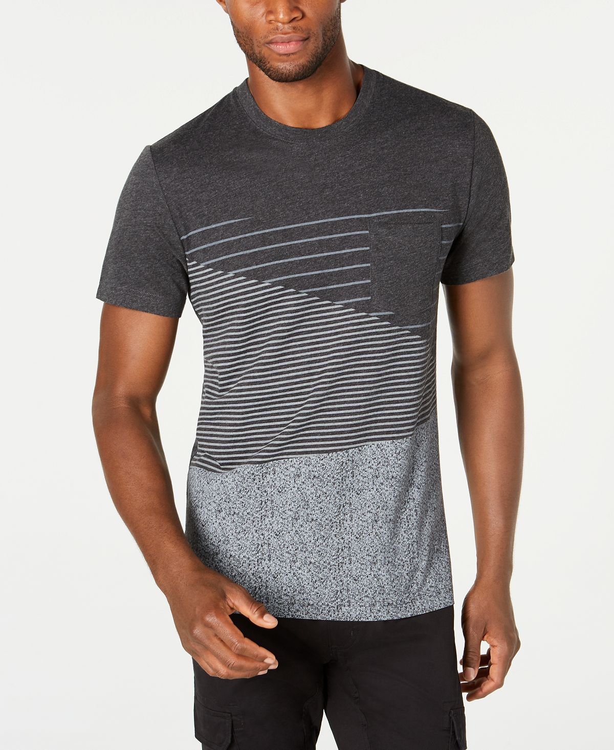 American Rag Colorblocked T-shirt Charcoal Hthr