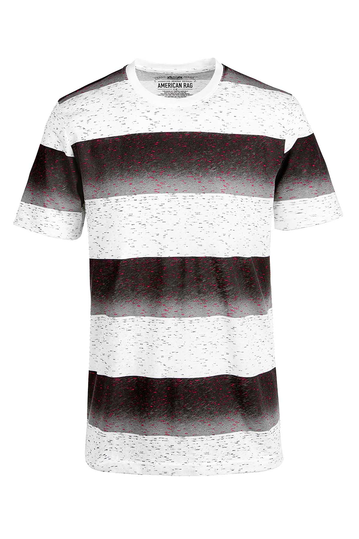 American Rag Deep Black/White Textured Striped T-Shirt