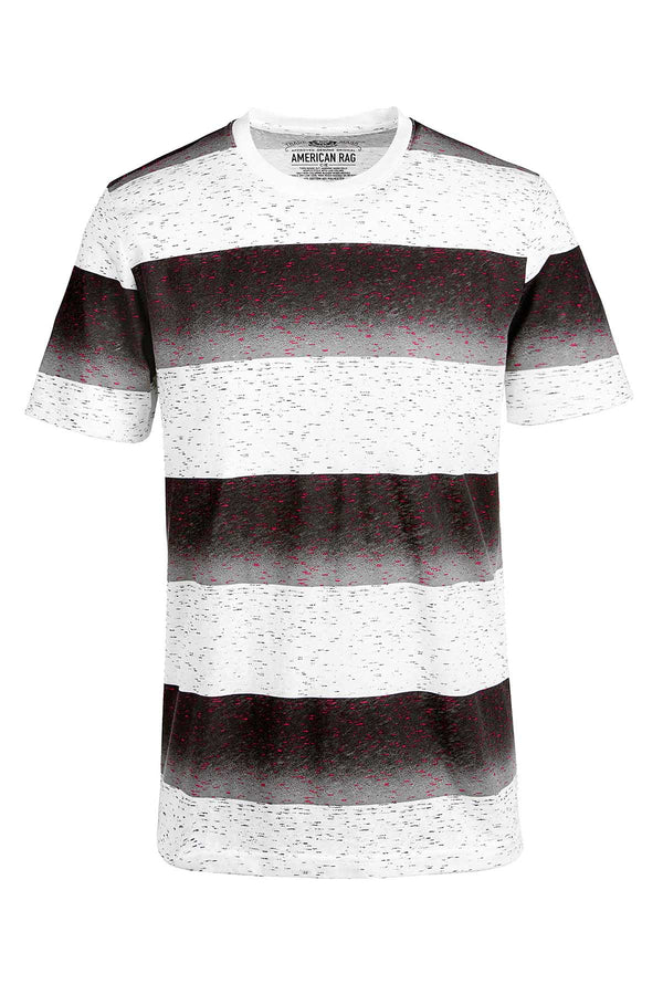 American Rag Deep Black/White Textured Striped T-Shirt