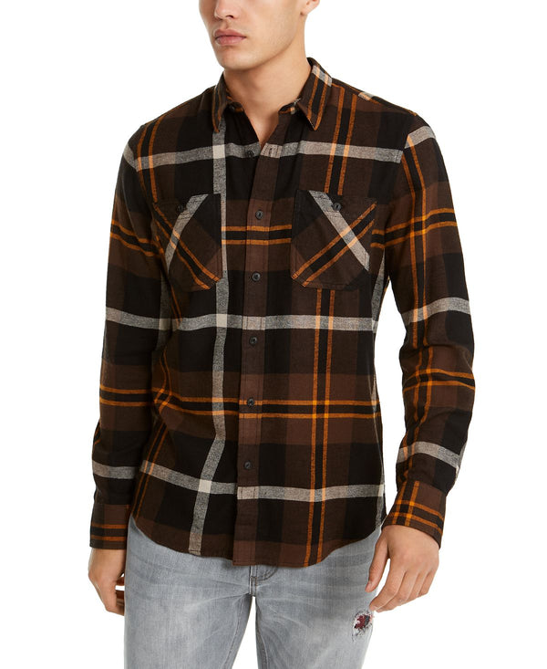 American Rag Drew Plaid Flannel Shirt Deep Black
