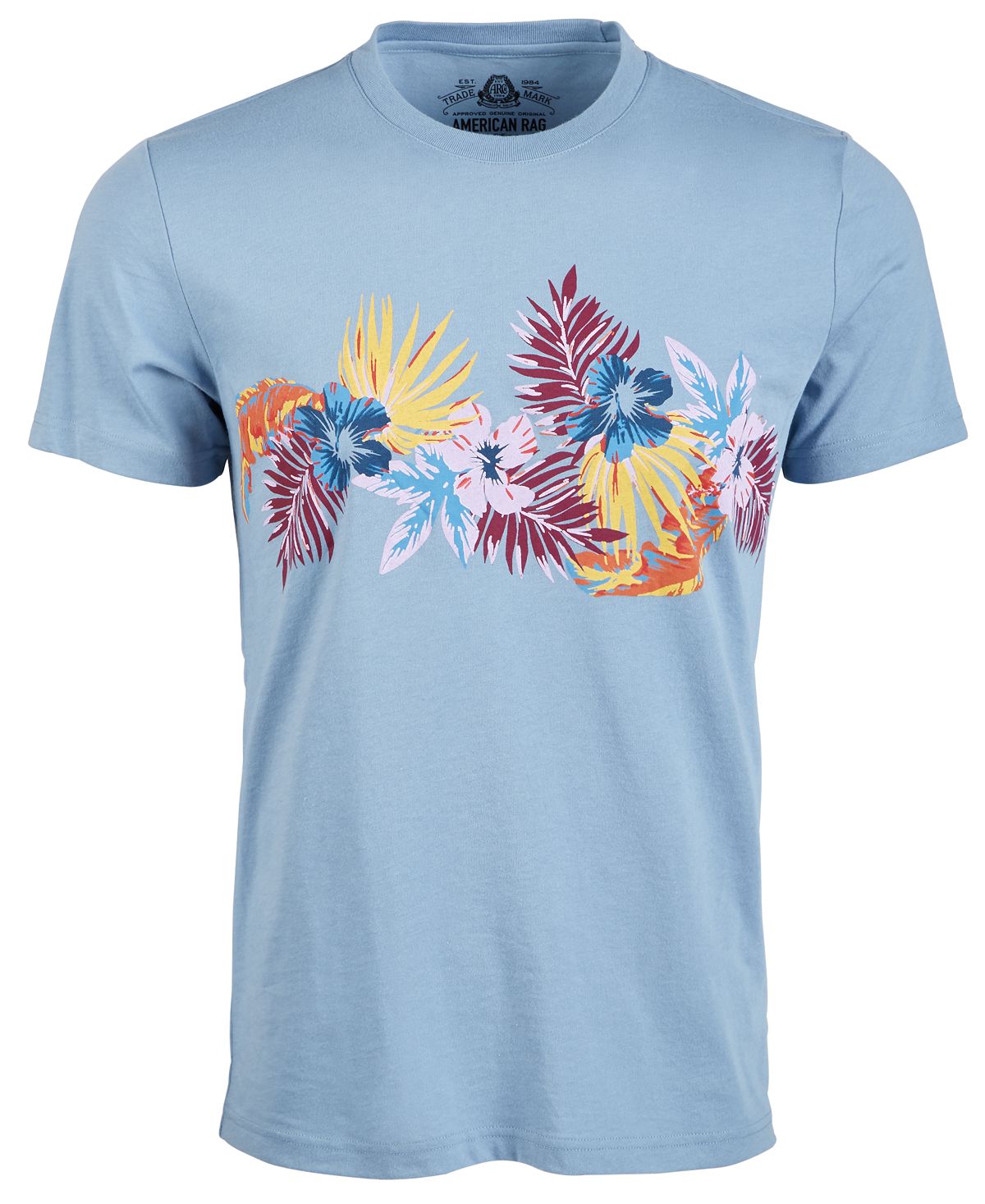 American Rag Floral Chest T-shirt Blue Fog