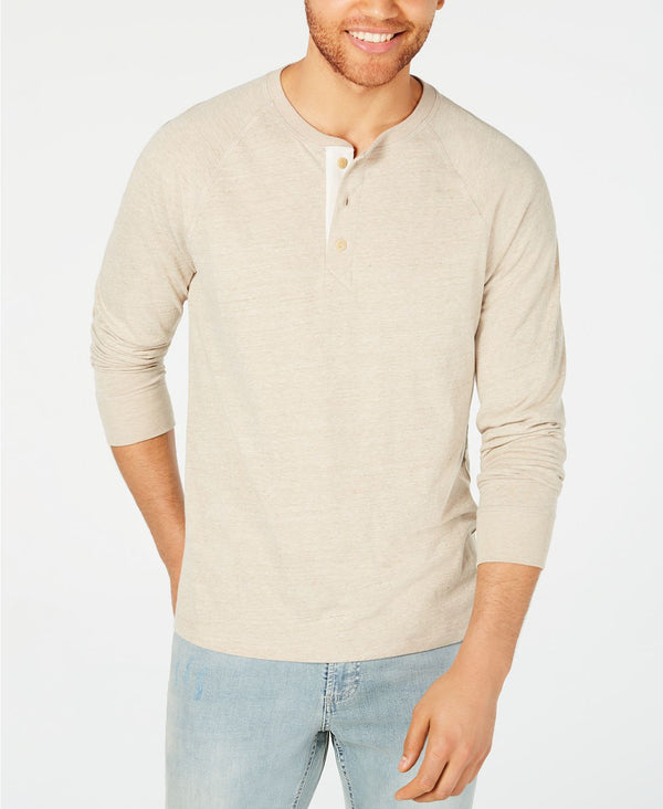 American Rag Heathered Long-sleeve Henley Dune