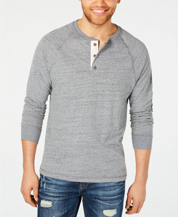 American Rag Heathered Long-sleeve Henley Heather Grey