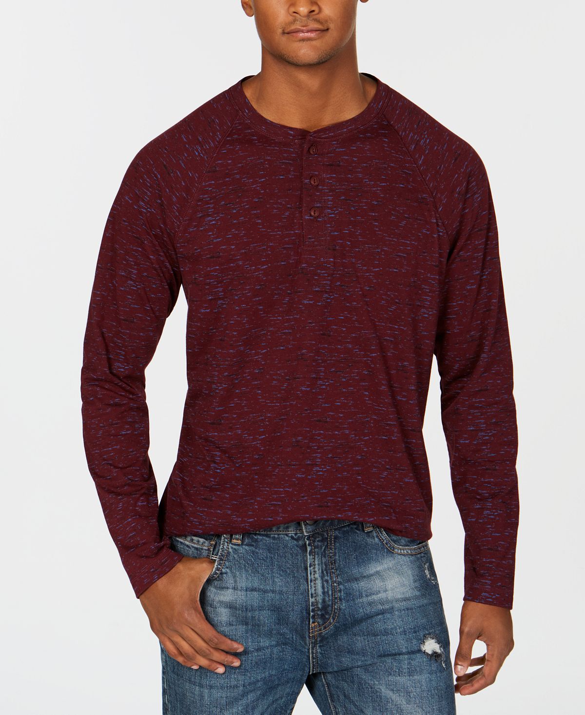 American Rag Raglan Henley Dark Scarlet