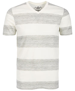 American Rag V-neck Heathered Striped T-shirt White thumbnail 1