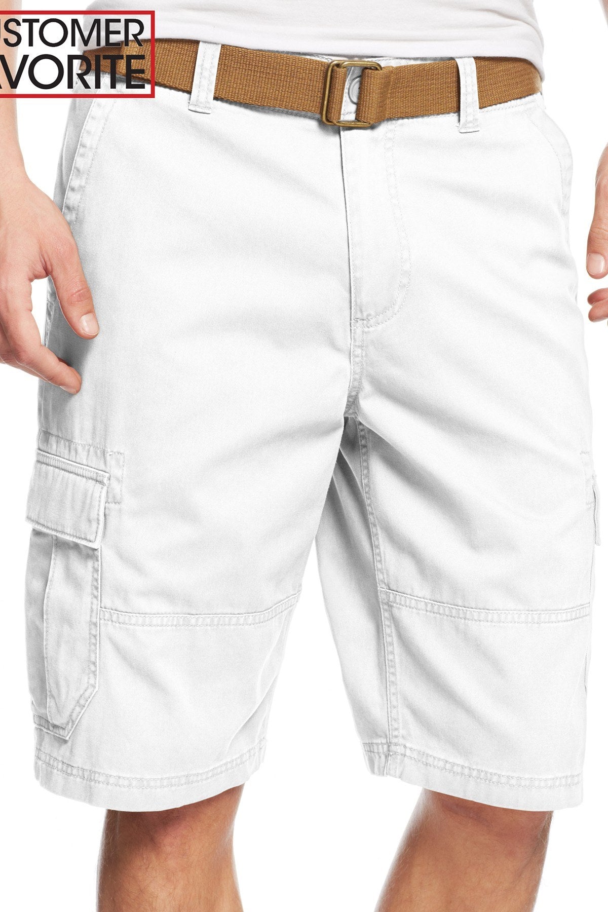 American Rag White Belted Relaxed Cargo Short