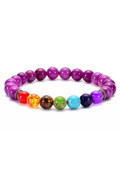 Amethyst Sahasrara 7-Chakra Reiki Healing Bracelet
