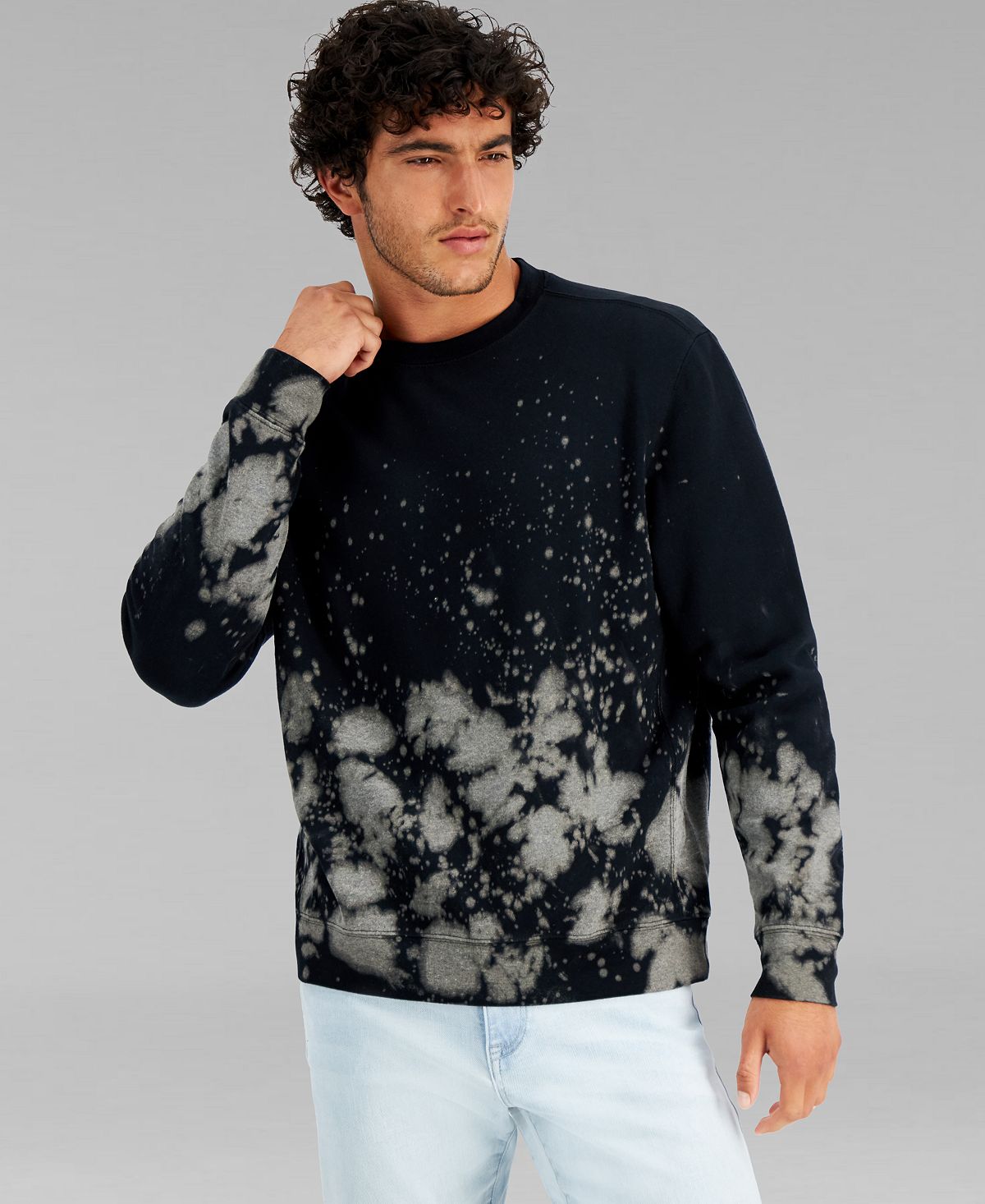 And Now This Acid Wash Fleece Crewneck Sweatshirt Gravel