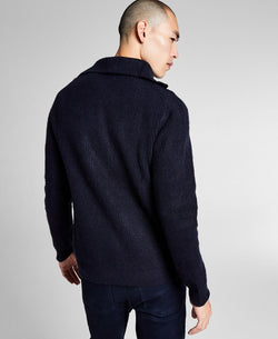 And Now This Chunky Ribbed-knit 1/4-zip Mock Neck Sweater Navy thumbnail 2