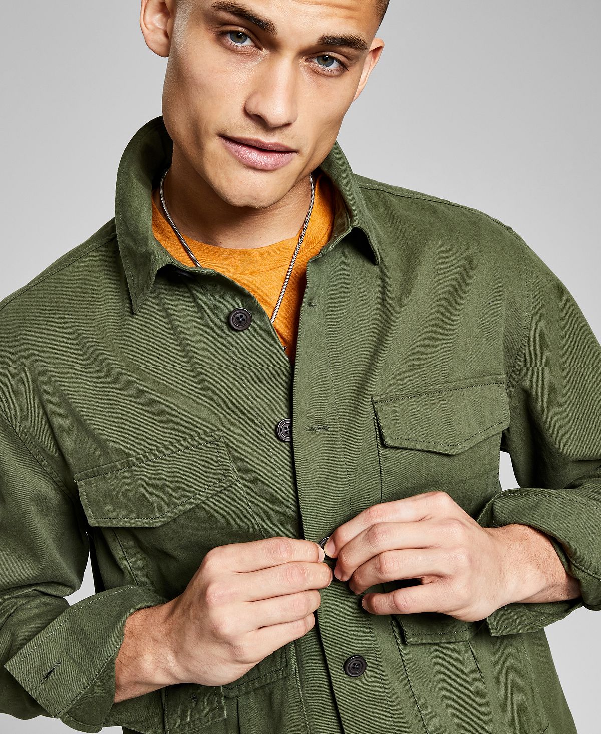 And Now This Cotton Twill Four-pocket Shirt Olive Green