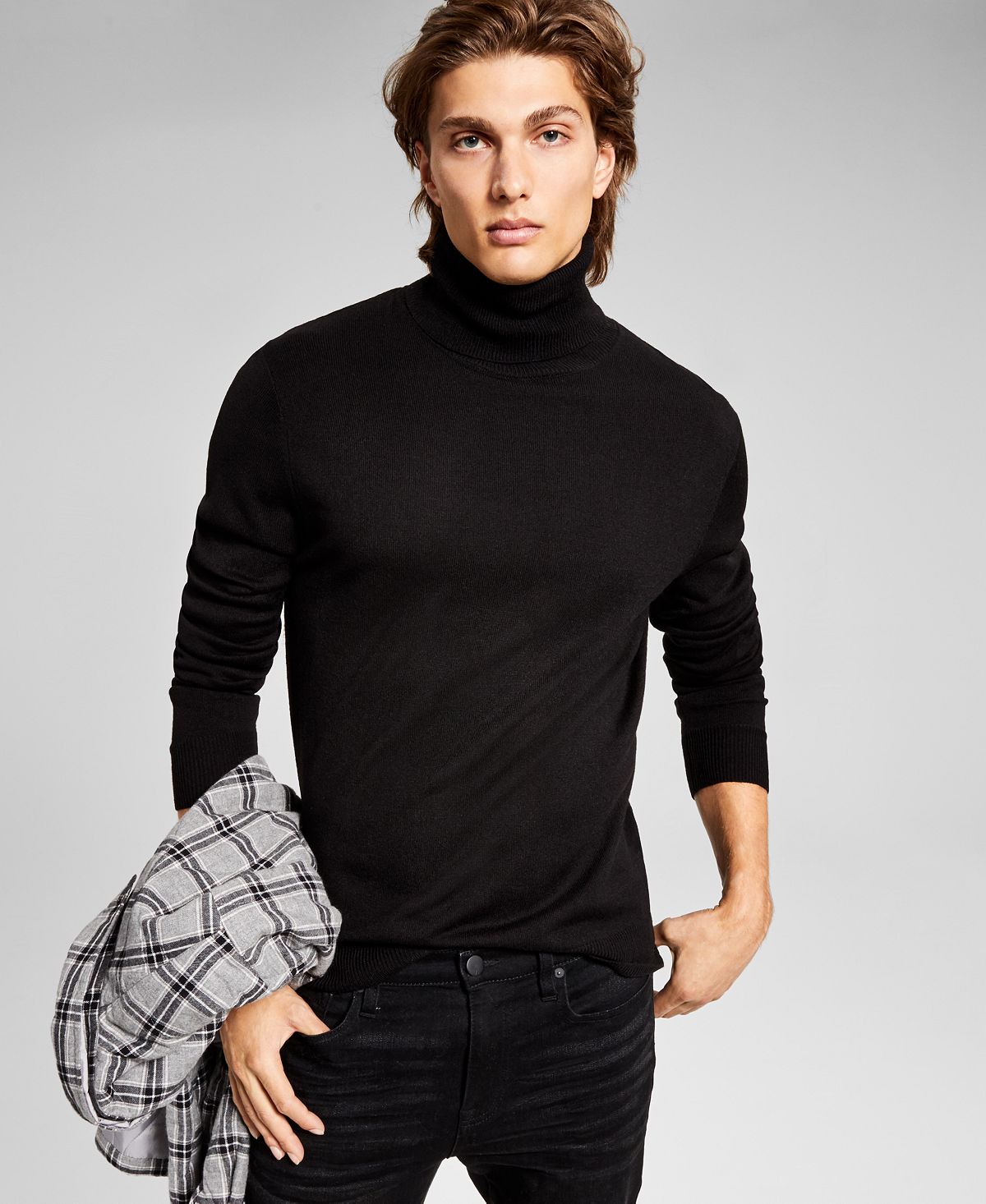 And Now This Solid Turtleneck Sweater Black