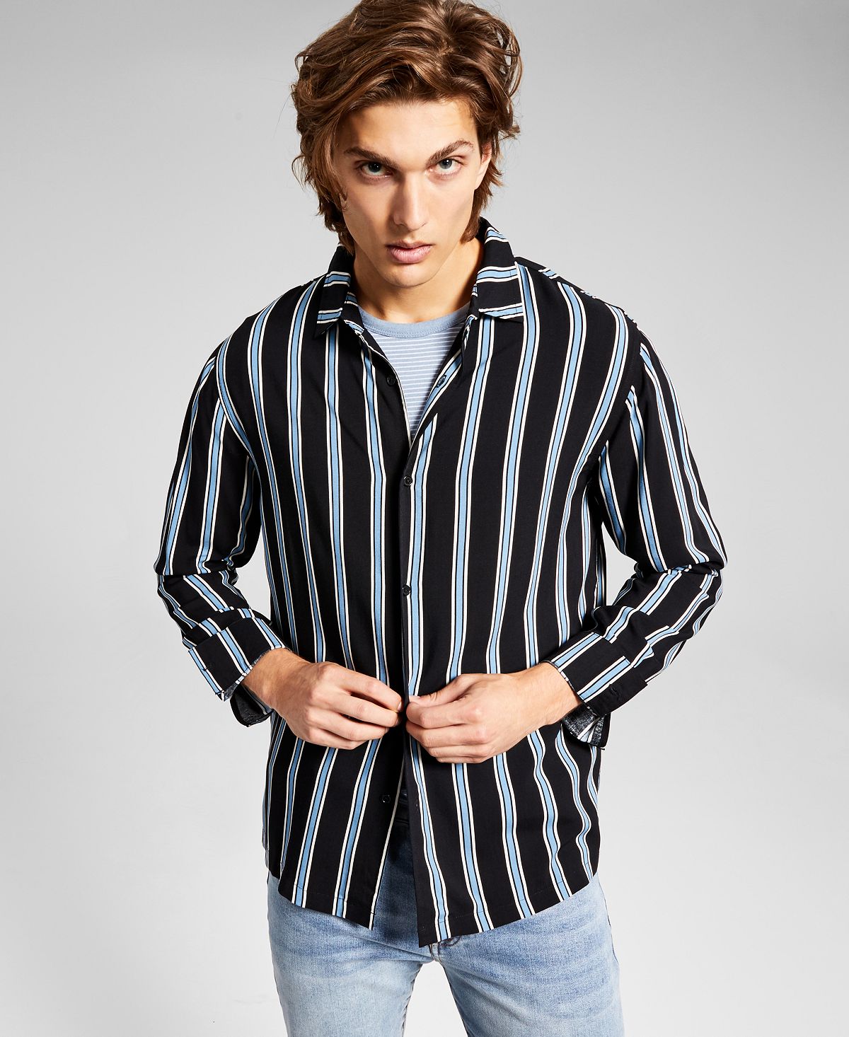 And Now This Striped Long-sleeve Shirt Black