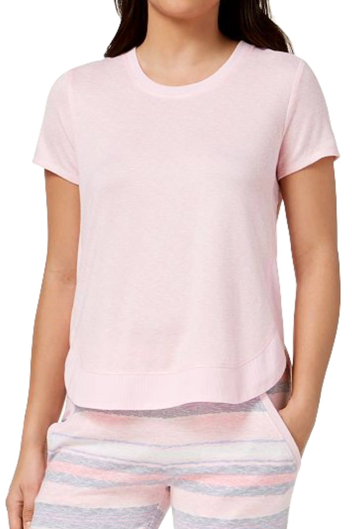 Ande Fairytale-Pink Space-Dye Whisperluxe Ribbed-Hem Lounge Top