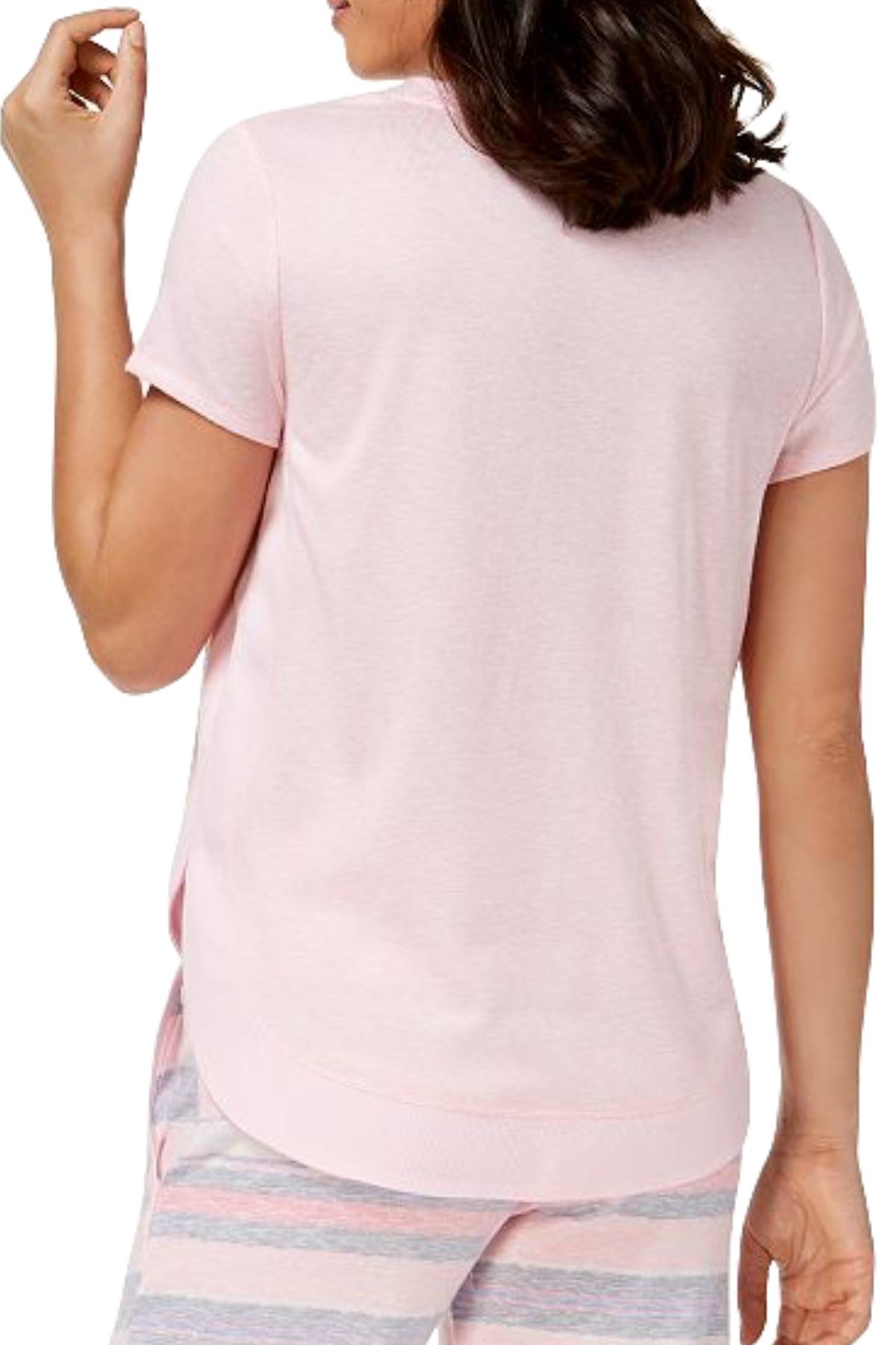 Ande Fairytale-Pink Space-Dye Whisperluxe Ribbed-Hem Lounge Top
