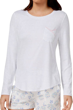Ande Woven-Distressed-White Lush Luxe Lace-Pocket Lounge Tee thumbnail 1