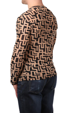 Andres Velasco Black/Tan Sheer Mesh Abstract Tee thumbnail 2