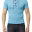 Andres Velasco Blue Torino Lace Up Top