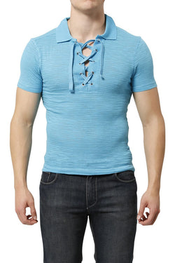 Andres Velasco Blue Torino Lace Up Top thumbnail 1