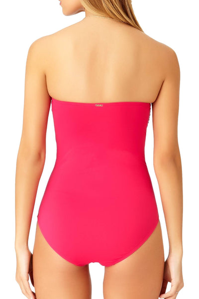 Anne Cole Berry Twisted-Front Bandeau One-Piece Swimsuit