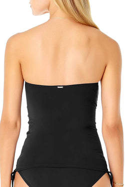 Anne Cole Black Twist-Front Ruched Bandeau Tankini Top thumbnail 4