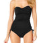 Anne Cole Black Twist-Front Ruched Bandeau Tankini Top