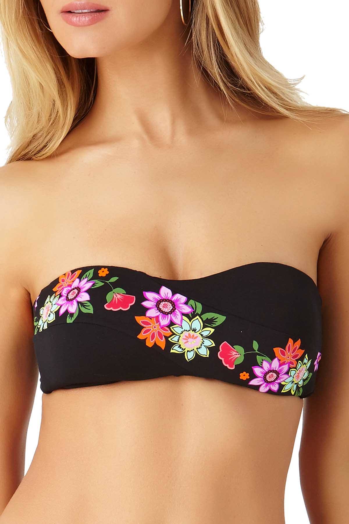 Anne Cole Fleetwood Floral Print Bandeau Bikini Top