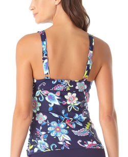 Anne Cole Holiday Paisley Twist-front Underwire Tankini Top Holiday Paisley Navy thumbnail 2